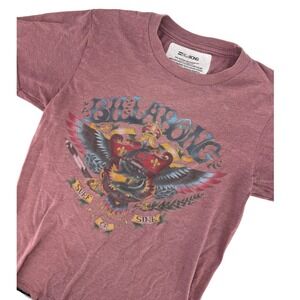 Billabong Womens Surf or Sink Graphic T-Shirt Burgundy‎ Heather Small